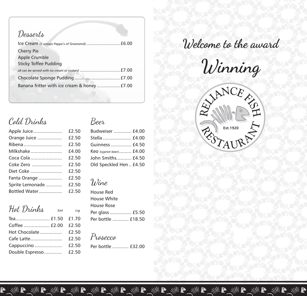 Menu 2024 Reliance Fish Restaurant in Gravesend TheFork