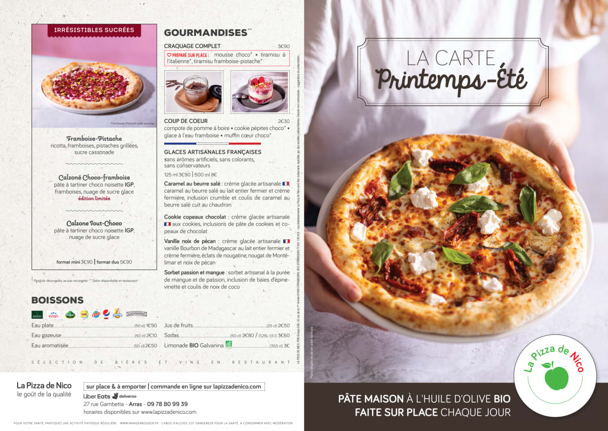 Carte et Menus 2024 La Pizza de Nico SaintNazaire à SaintNazaire