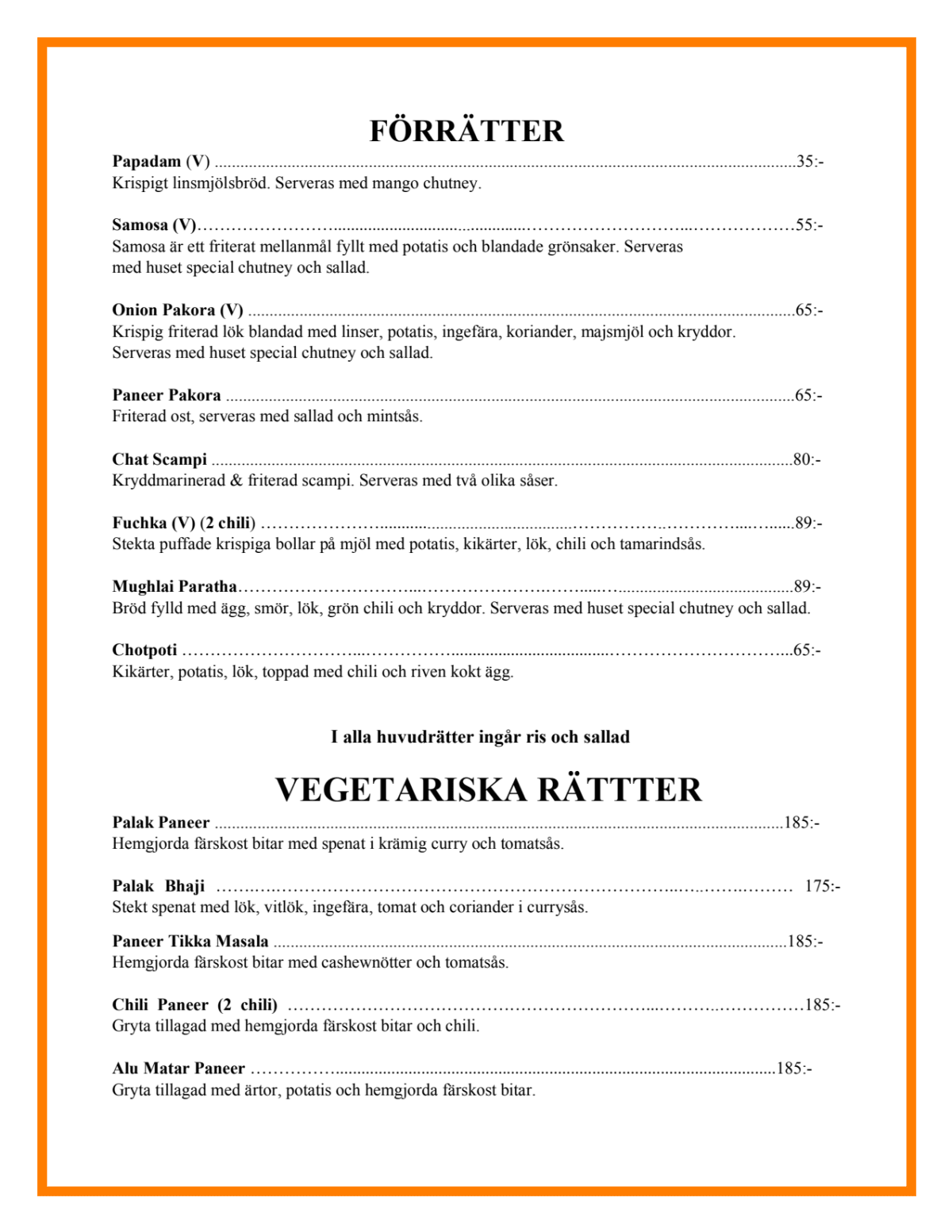 Holy Cow Södermannagatan menu