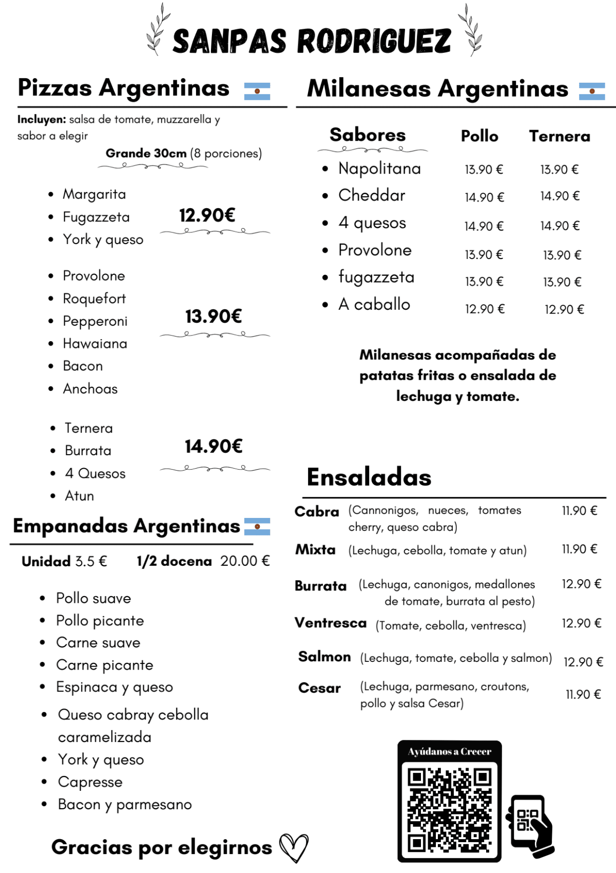 Sanpas Rodriguez menu