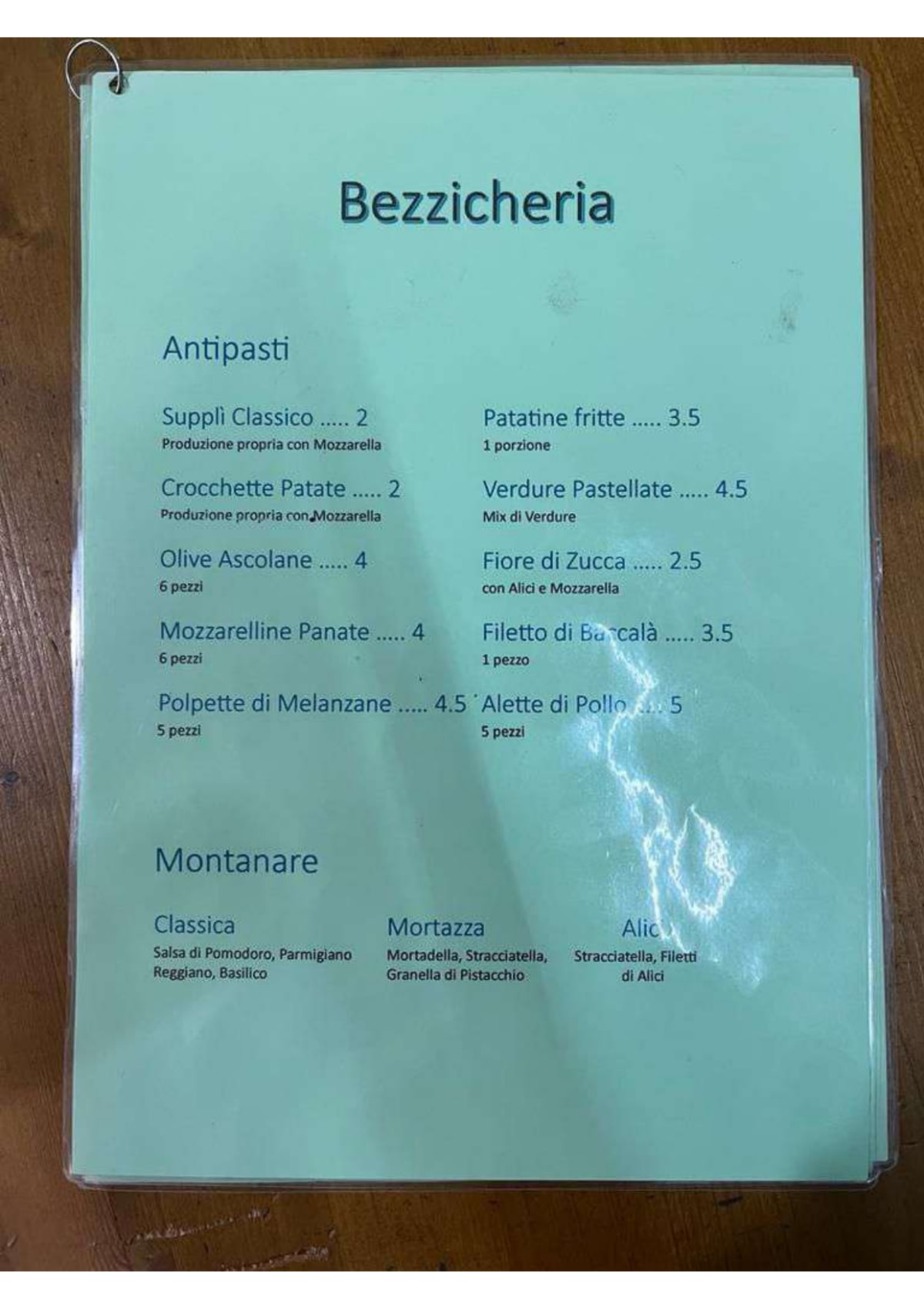 Bezzicheria menu