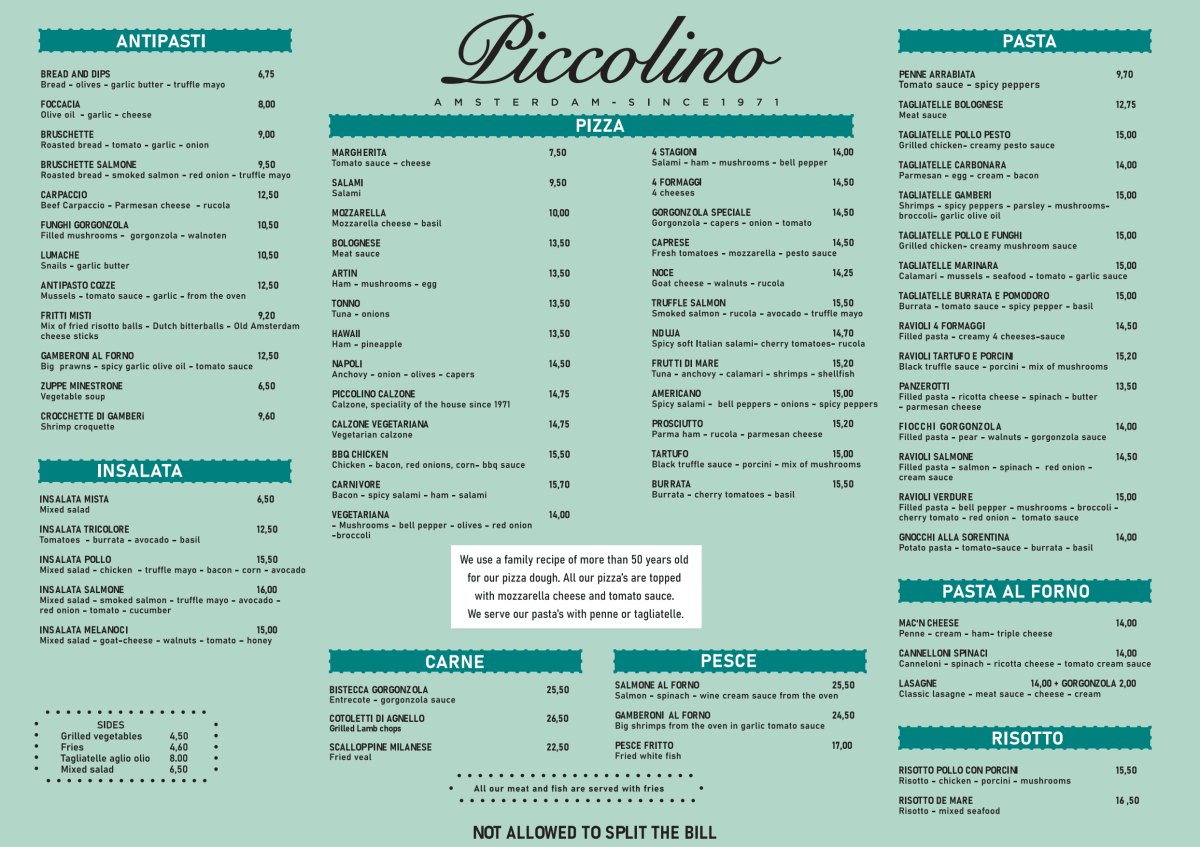 Piccolino menu