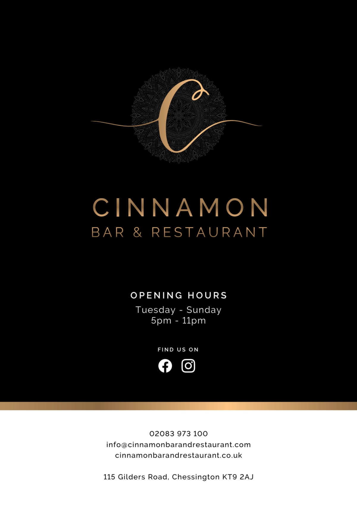 Menu 2024 Cinnamon Bar & Restaurant in Chessington TheFork