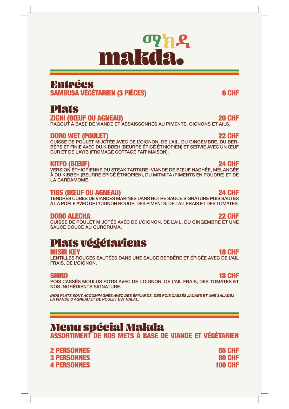 Makda menu