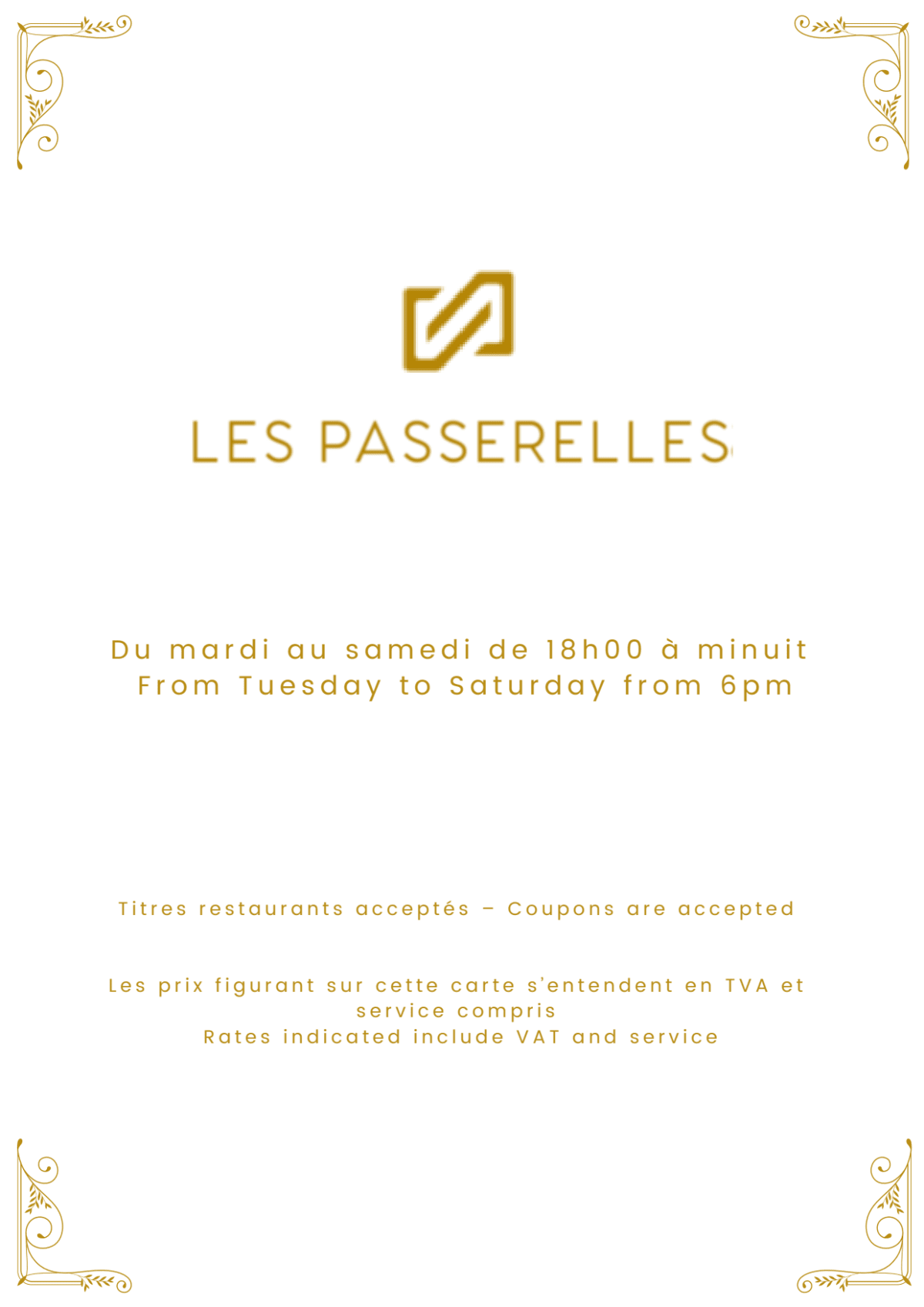 Les Passerelles menu