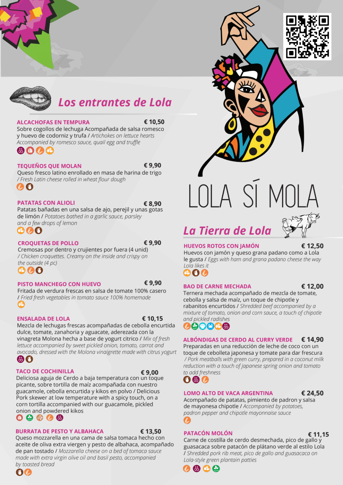 Lola Sí Mola menu