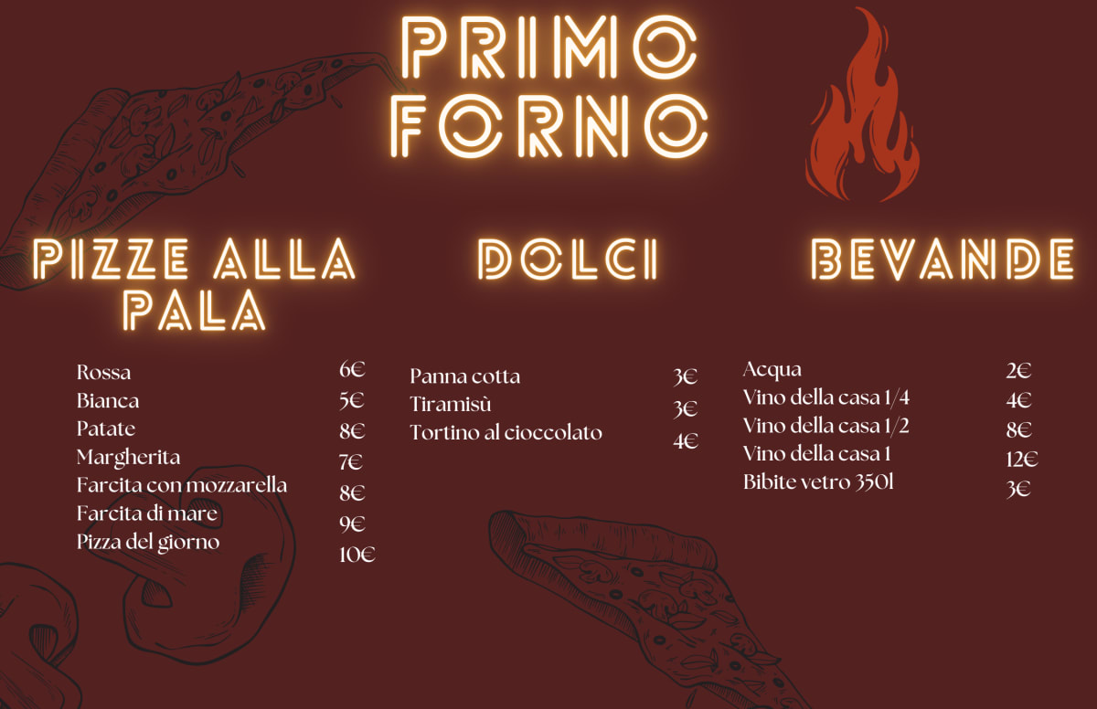 Primo Forno menu