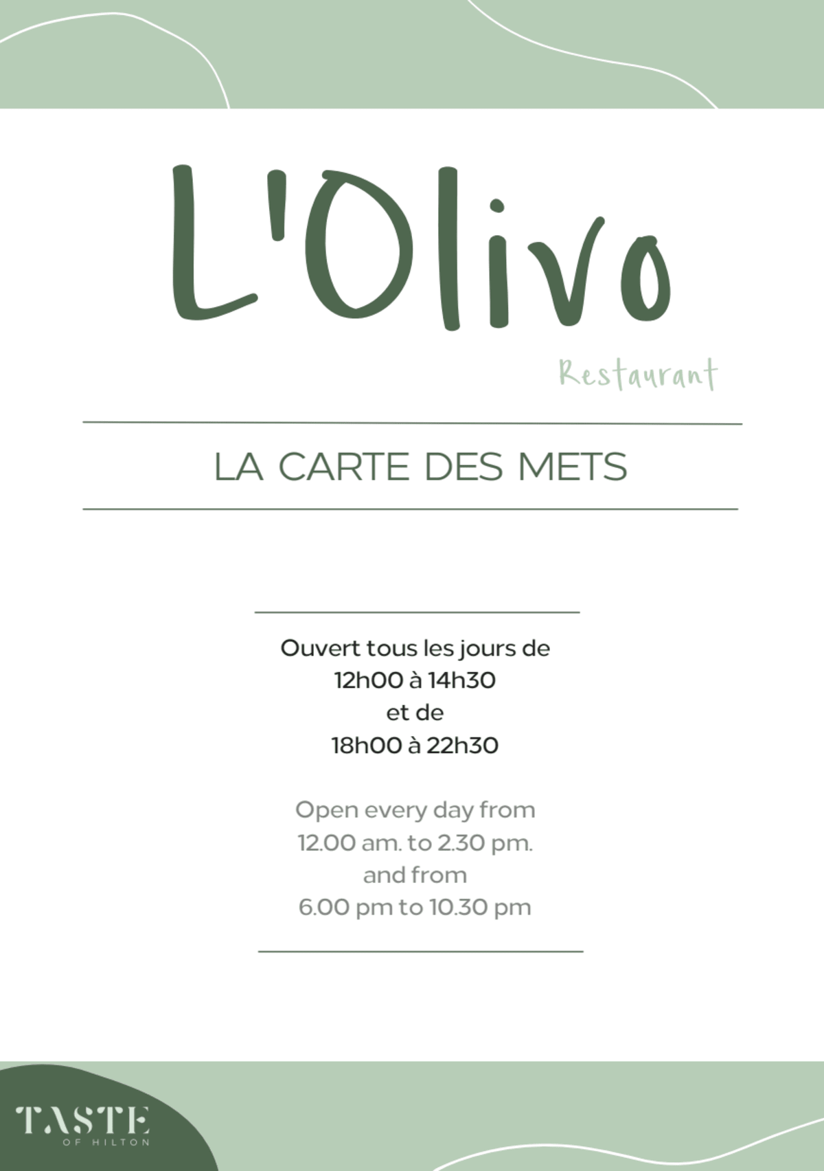 L´Olivo menu