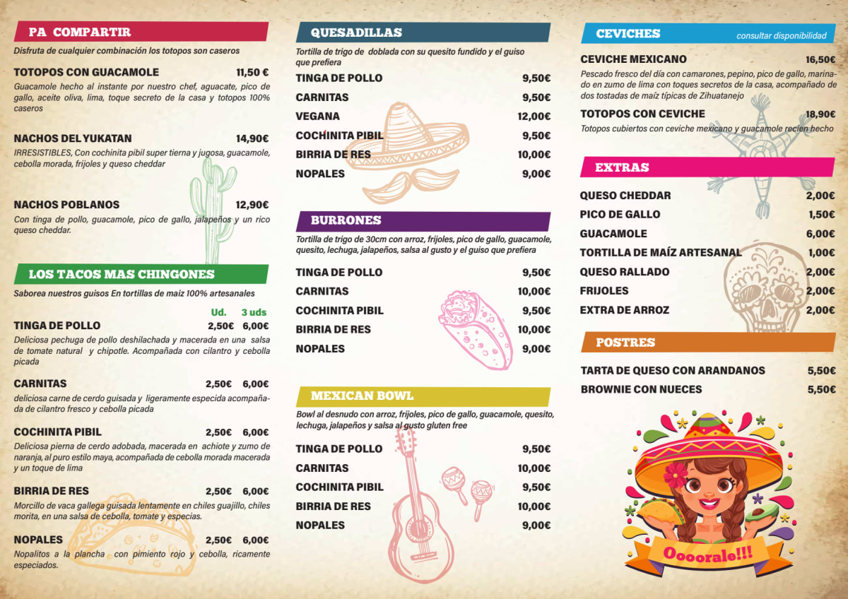 Orale burrito menu