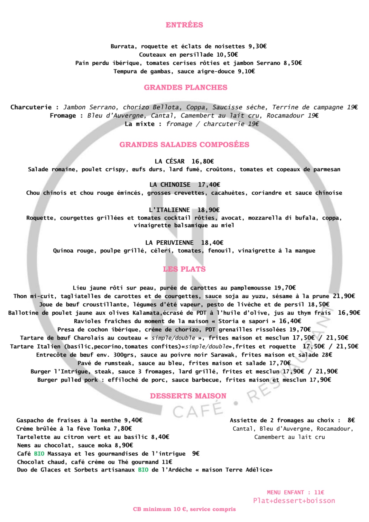 L'Intrigue menu