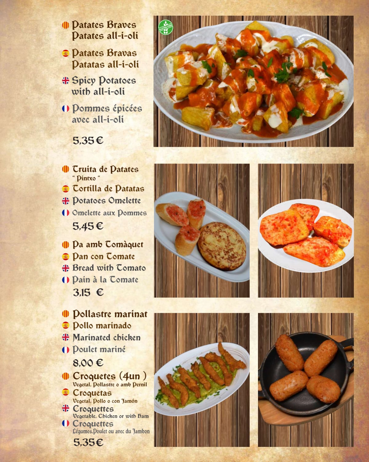 Cal Mariner menu