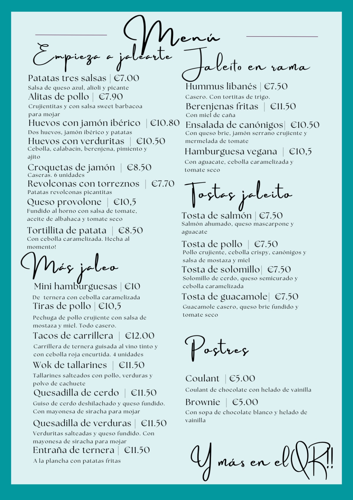 Jaleito menu