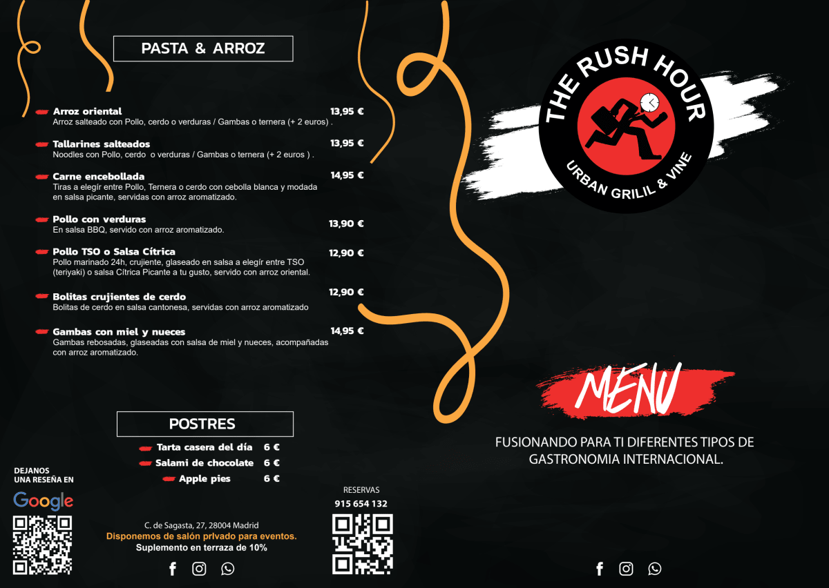 The Rush Hour menu