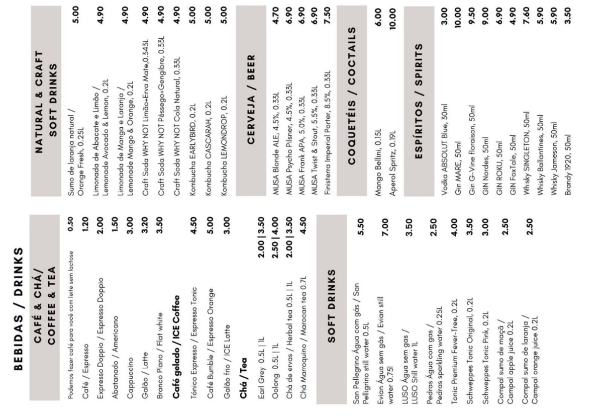 Menu 2024 Muse Cafe & Wine Bar in Costa da Caparica TheFork
