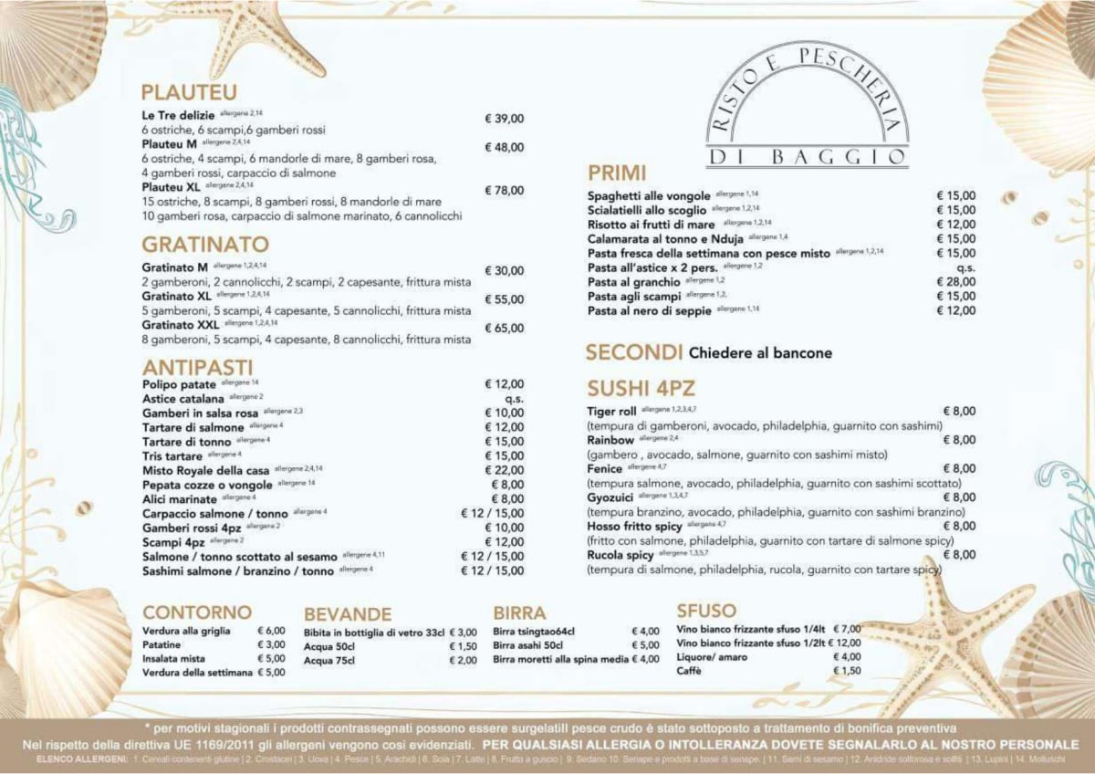 Risto e Pescheria Di Baggio menu