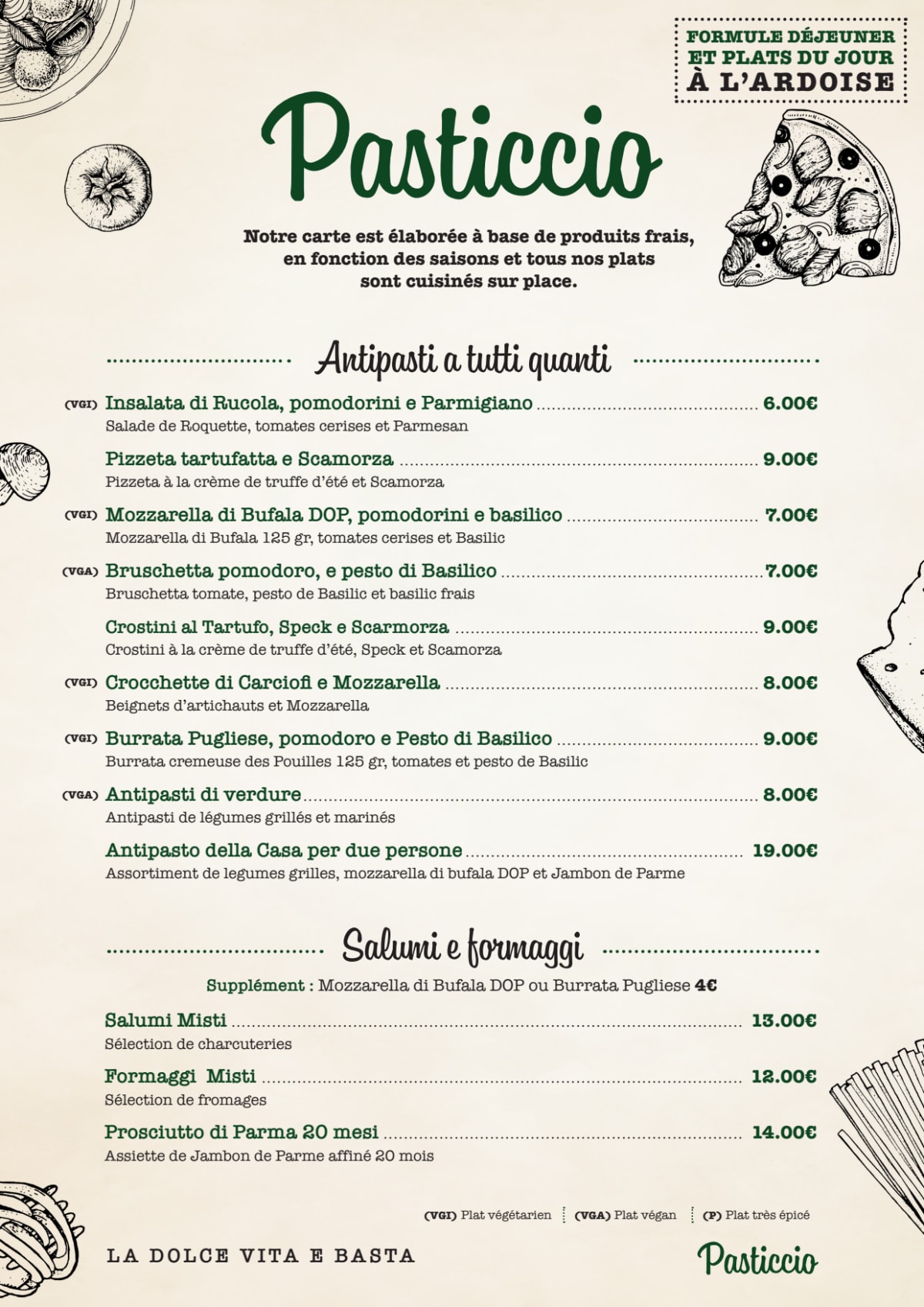 Pasticcio 18 menu