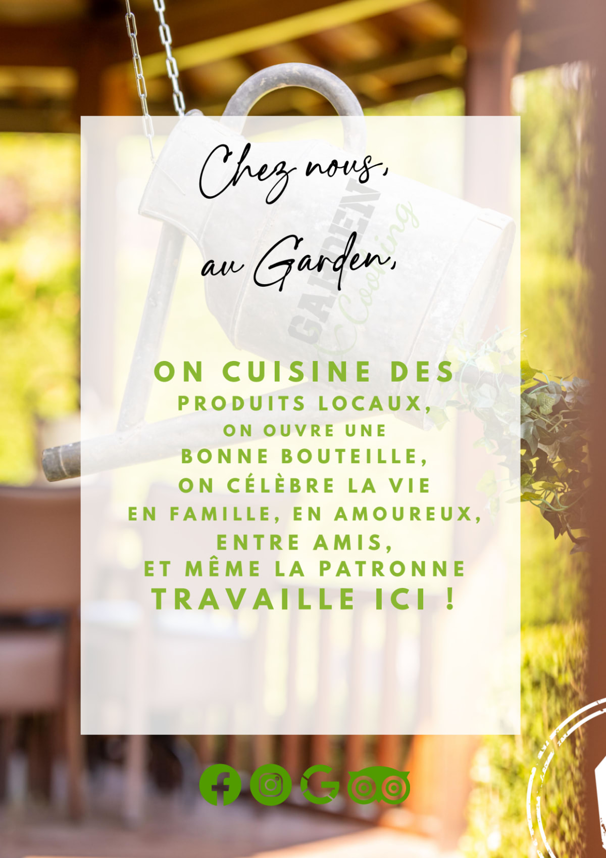 Garden & Cooking menu