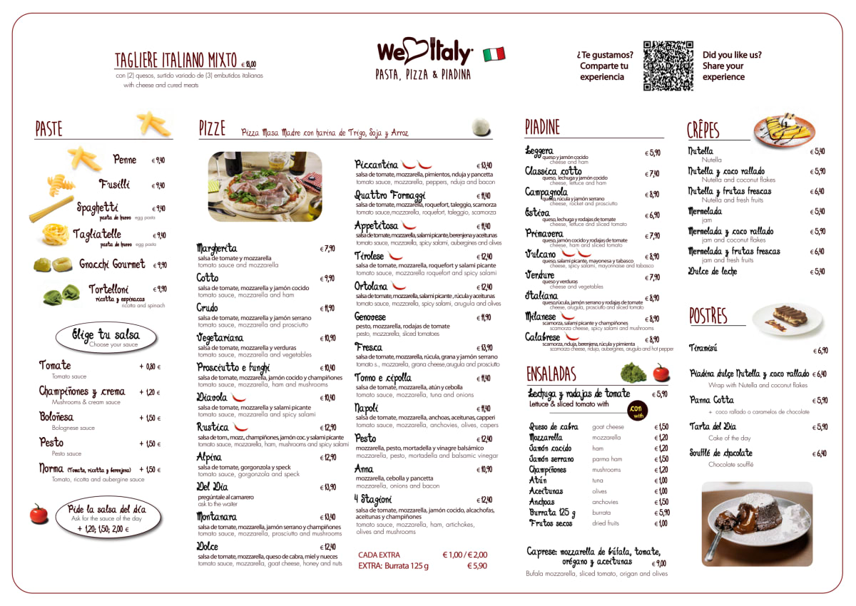 Menu 2024 We love Italy Barcelona in Barcelona TheFork