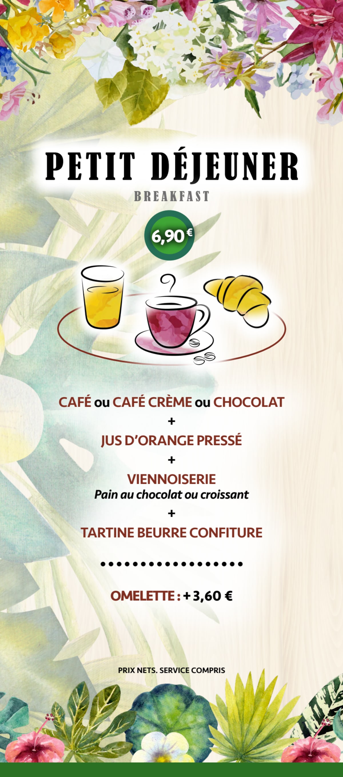 Le Parisien menu