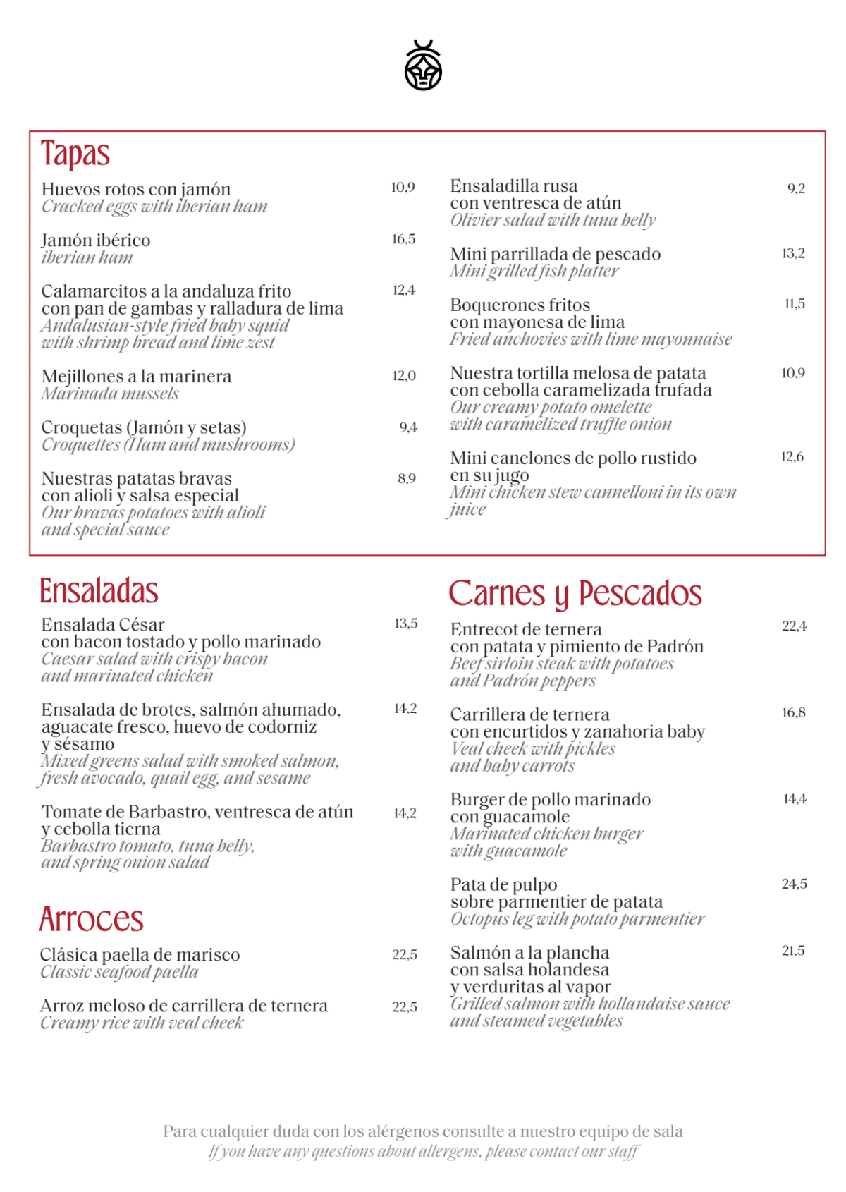 Casa Candela menu