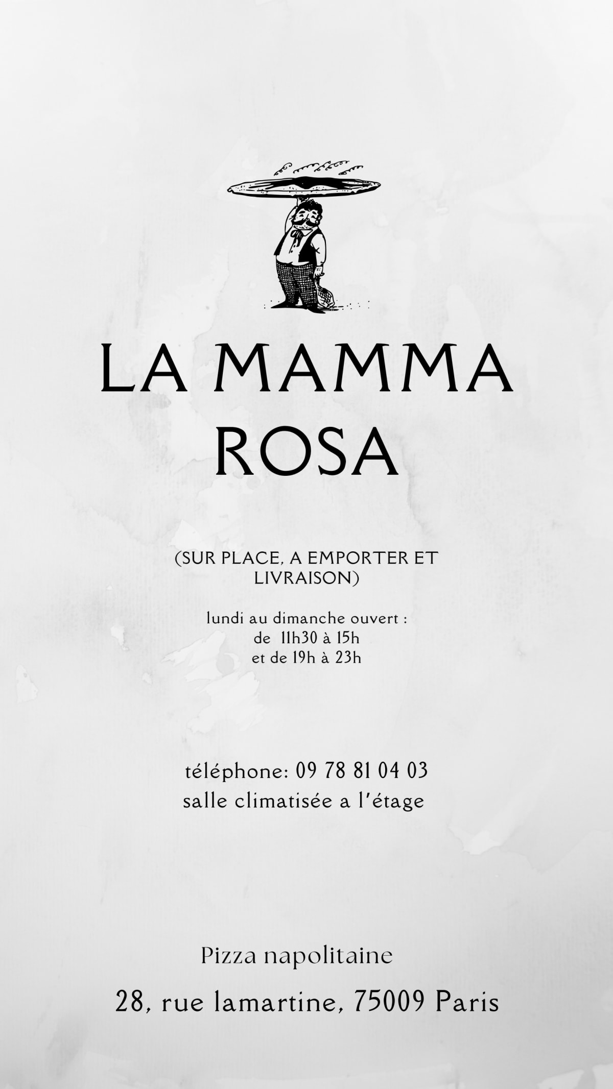 La Mamma rosa menu