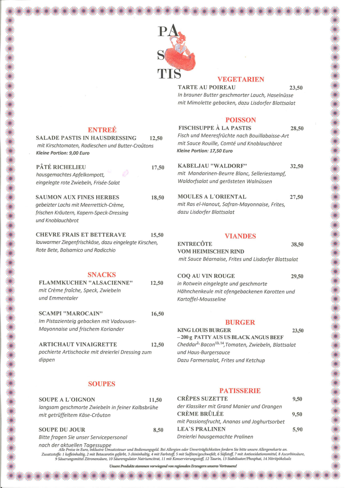 Menu 2024 PASTIS bistro in Saarlouis TheFork