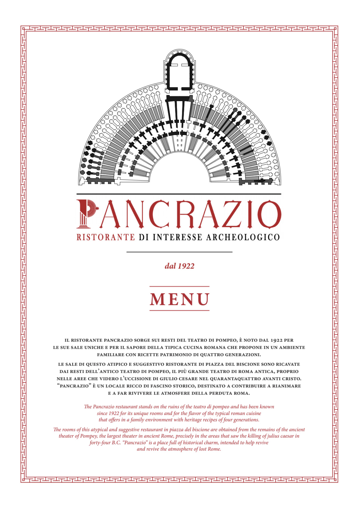 Ristorante Pancrazio dal 1922 menu