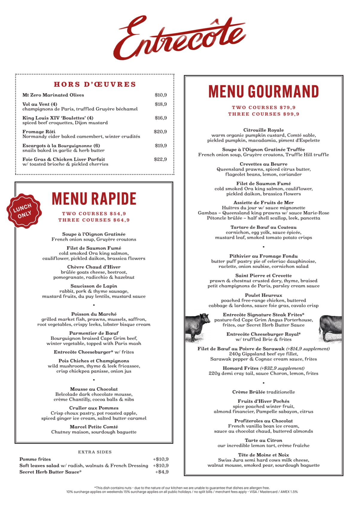 Carte et Menus 2023 Entrecote à Prahran (VIC) TheFork