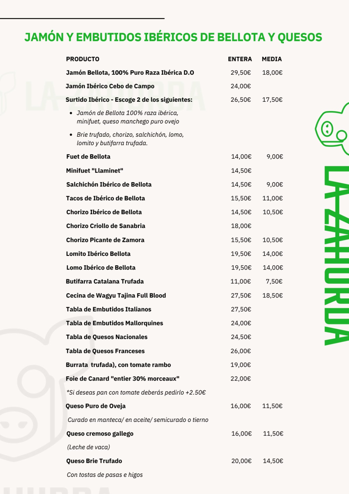 Menus 2023 La Zahurda Principe de Vergara in Madrid TheFork