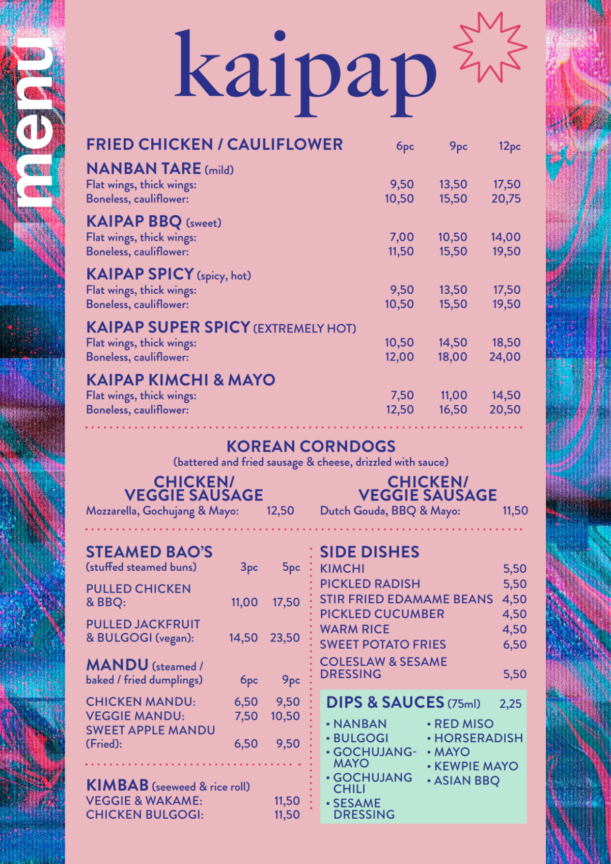 Kaipap Spui menu