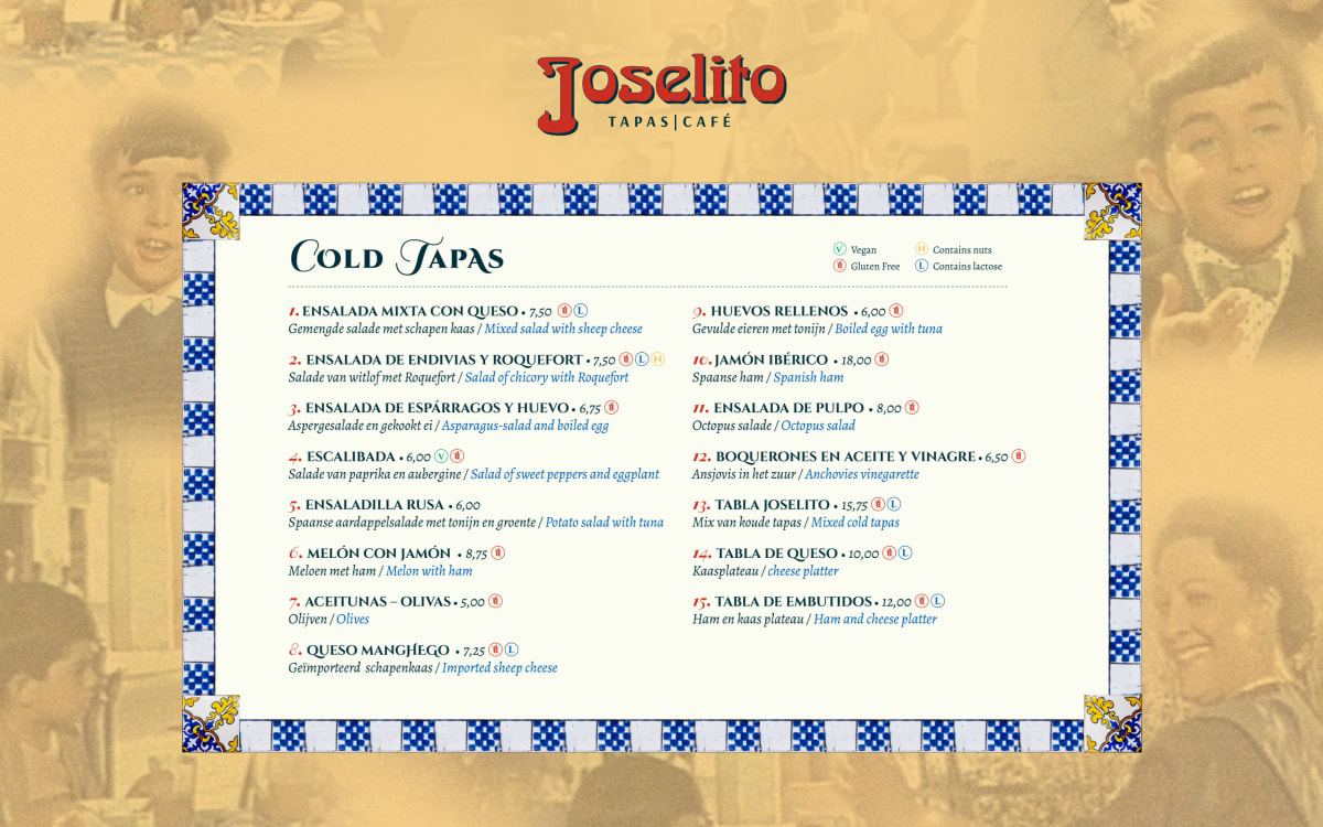 Joselito menu