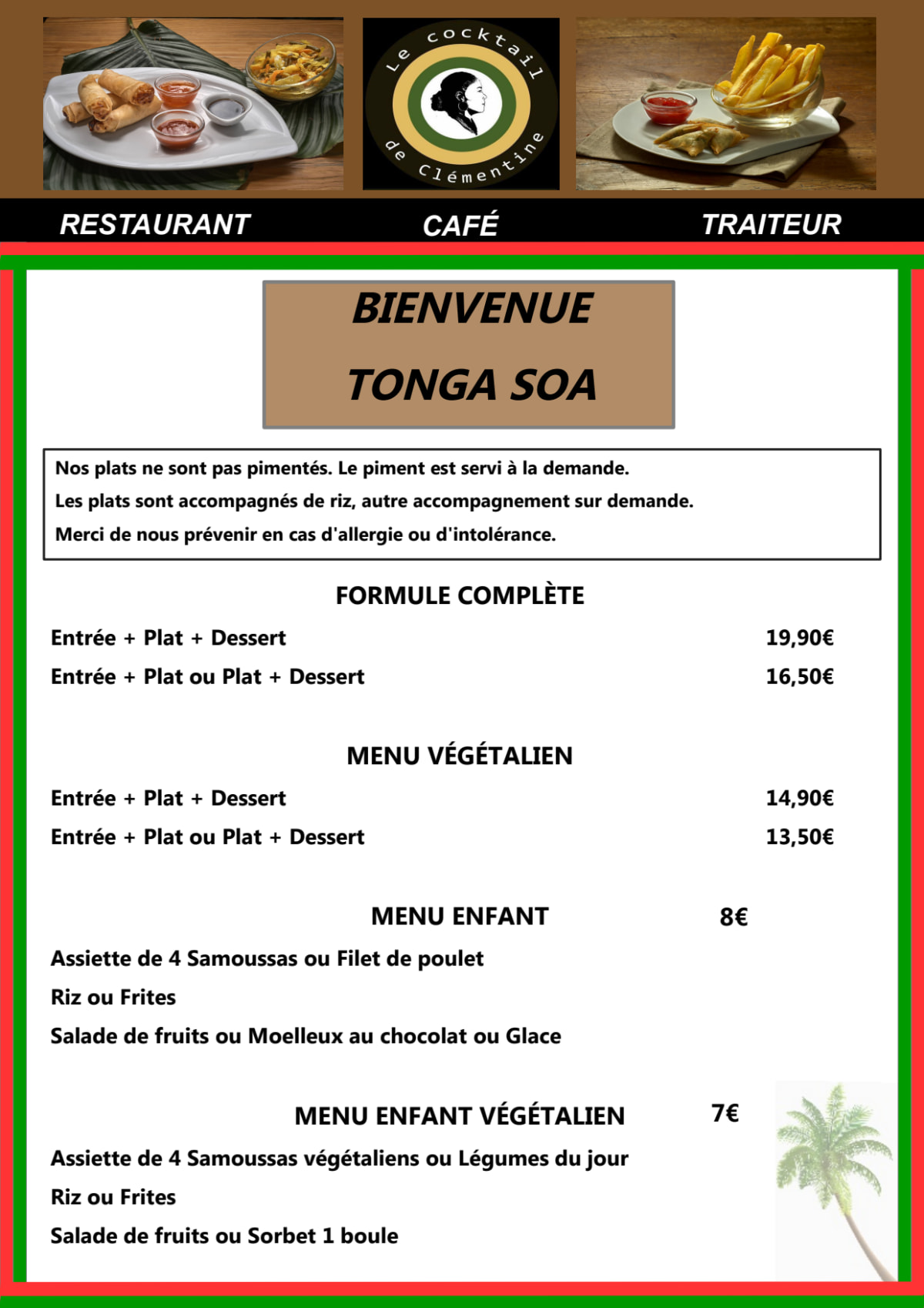 Speisekarte 2023 Le Cocktail de Clémentine in La CharitésurLoire