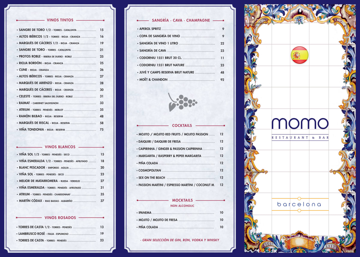 Momo Avinyó menu