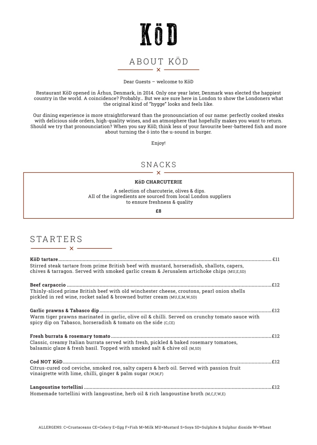 Carte et Menus 2024 KöD London à Londres TheFork