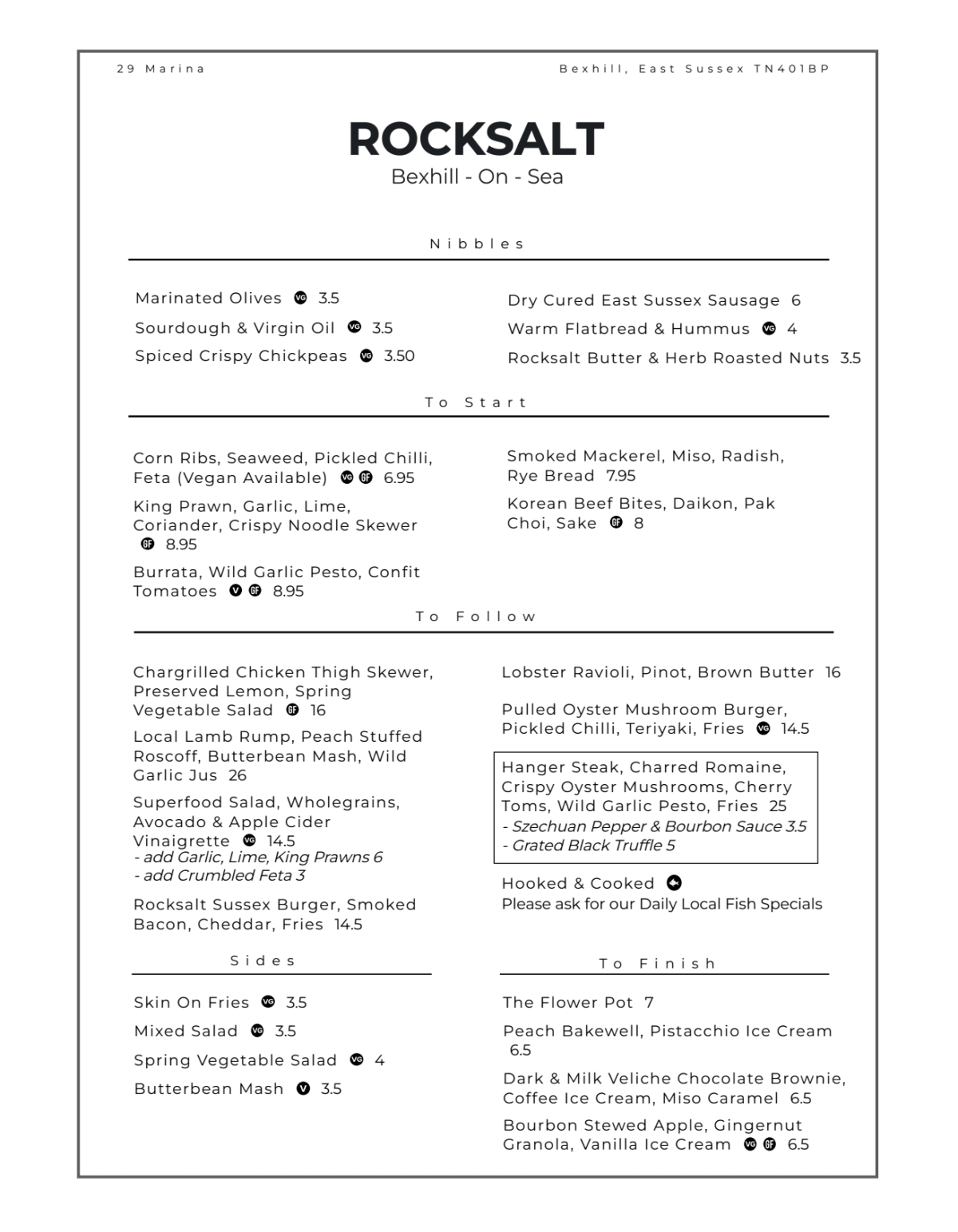 Menus 2022 Rocksalt Bexhill on Sea in BexhillonSea TheFork