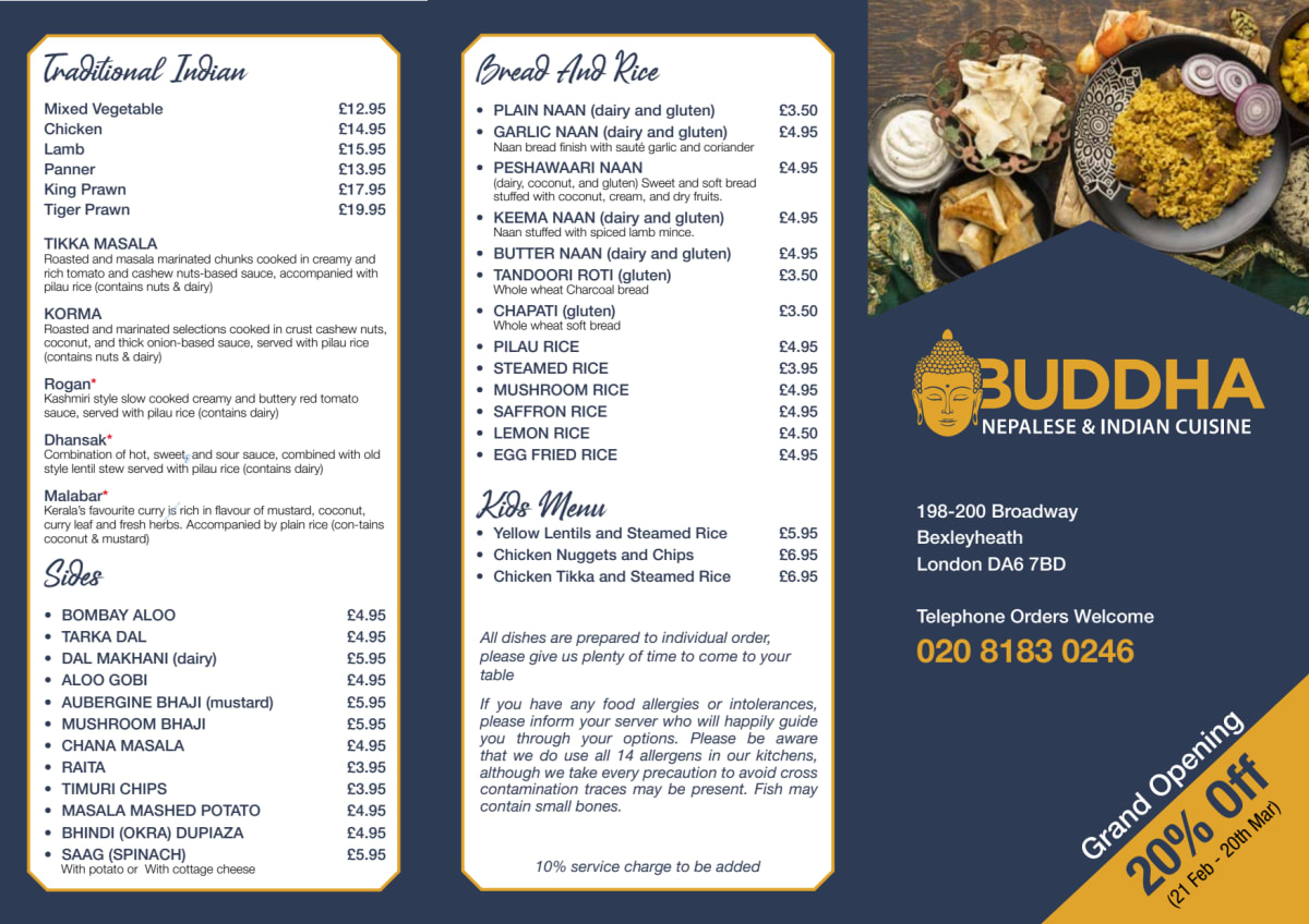 Carte et Menus 2024 - Buddha Nepalese and Indian Fine Dining à