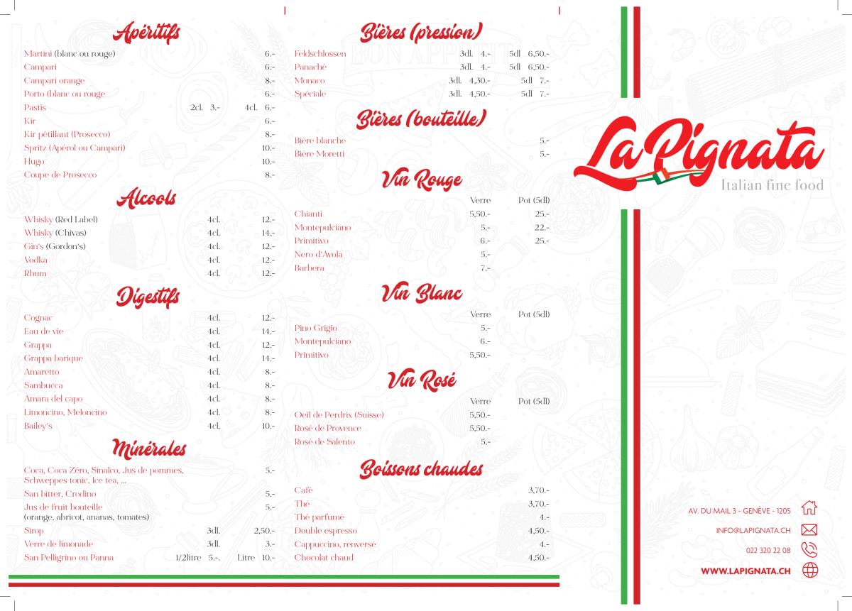 La Pignata menu