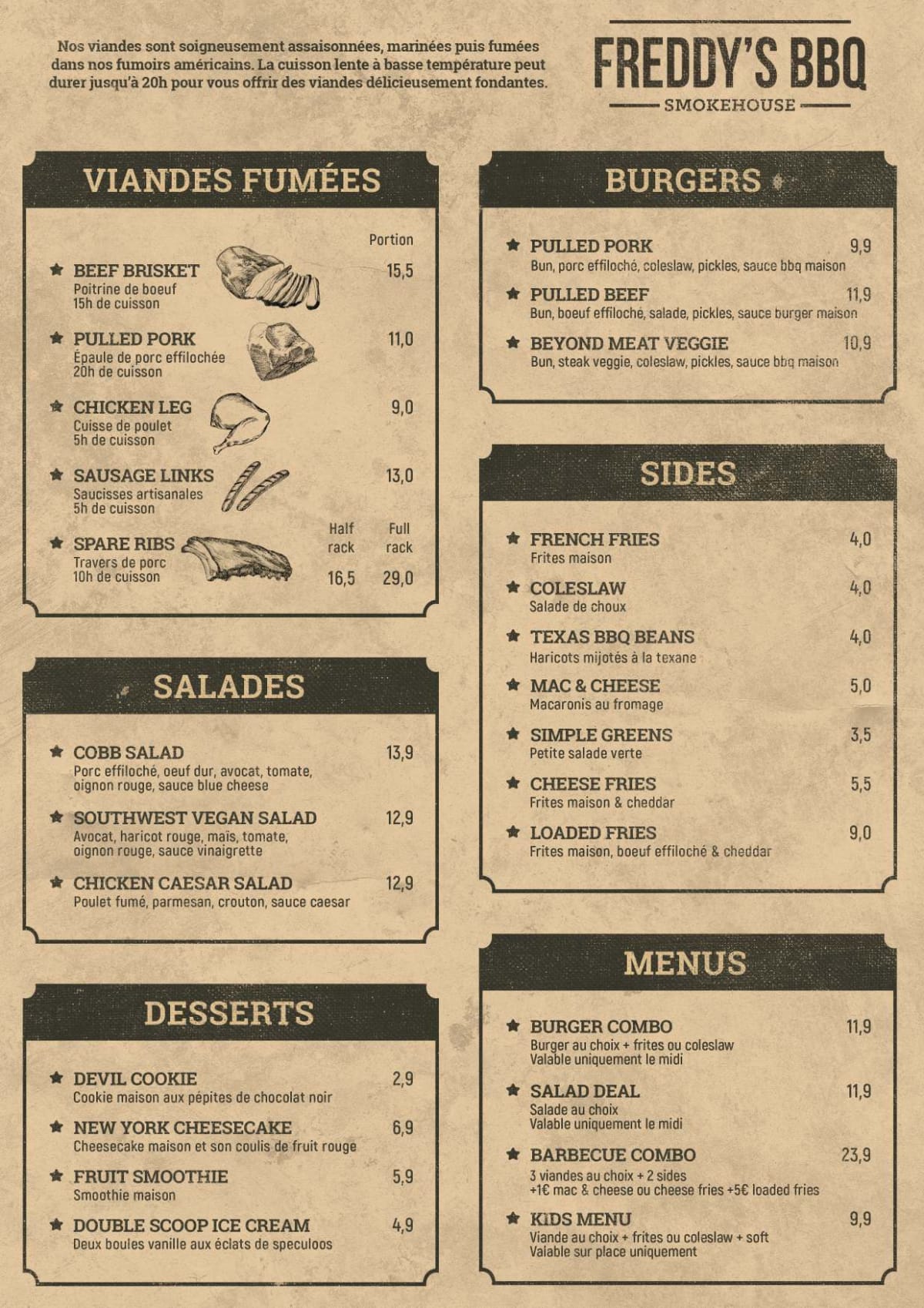 Freddy's BBQ menu