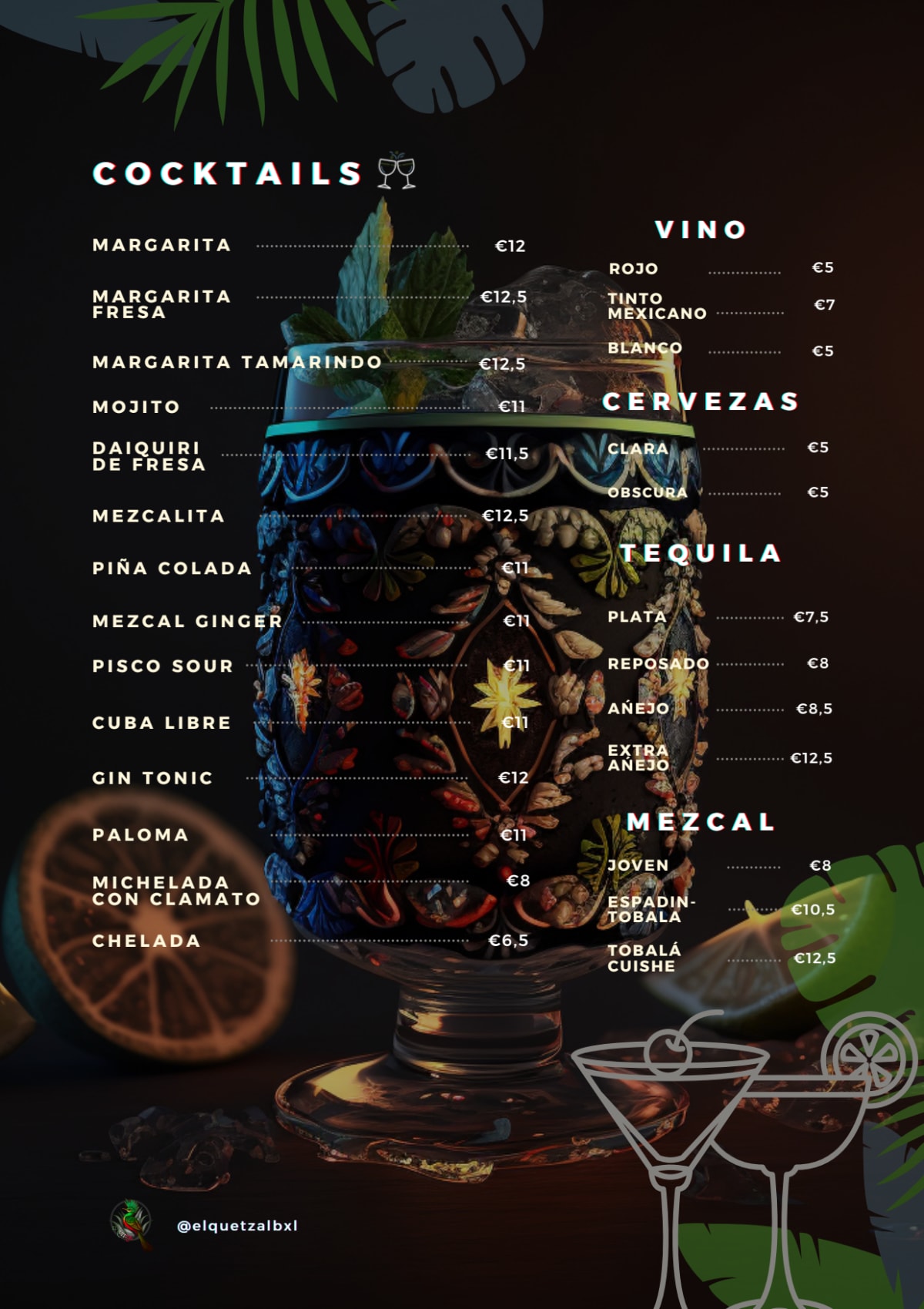 El Quetzal BXL menu