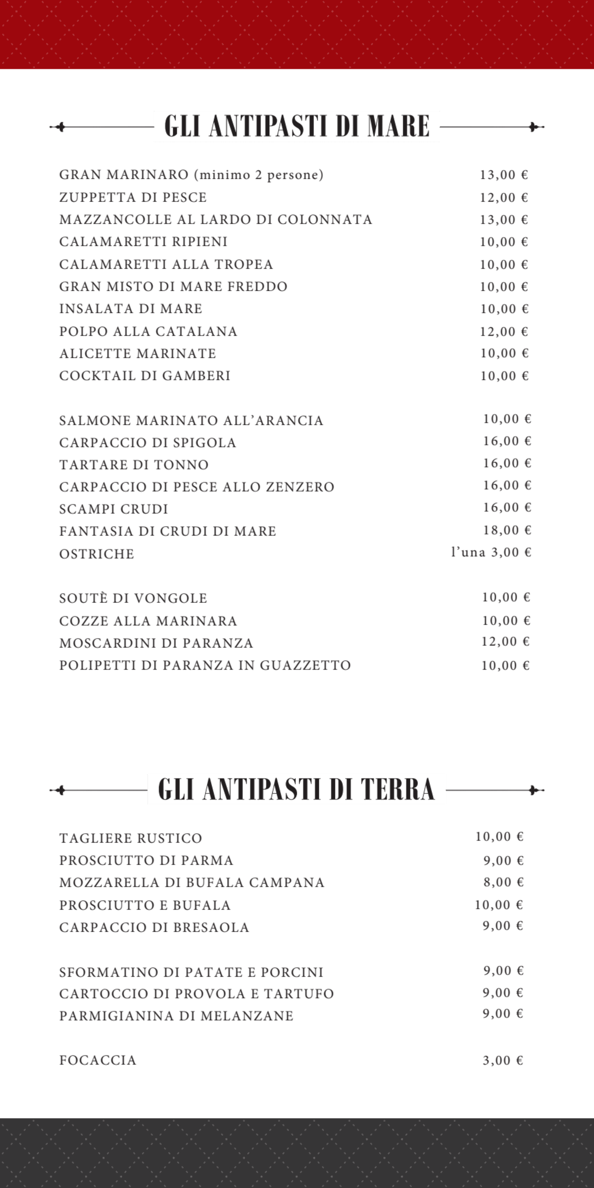 Rossovino da  Maurizio menu