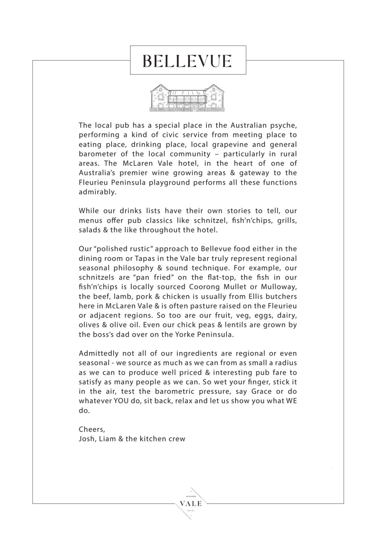 Carte et Menus 2024 McLaren Vale Hotel à McLaren Vale (SA) TheFork