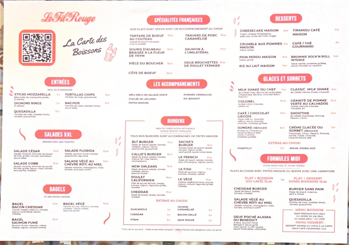 Le Fil Rouge Café menu