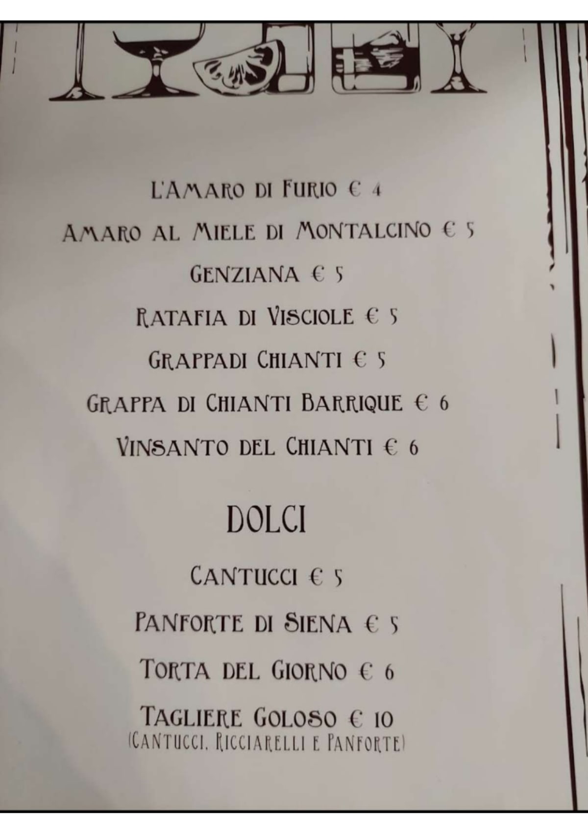 Il Vinaio di Furio menu