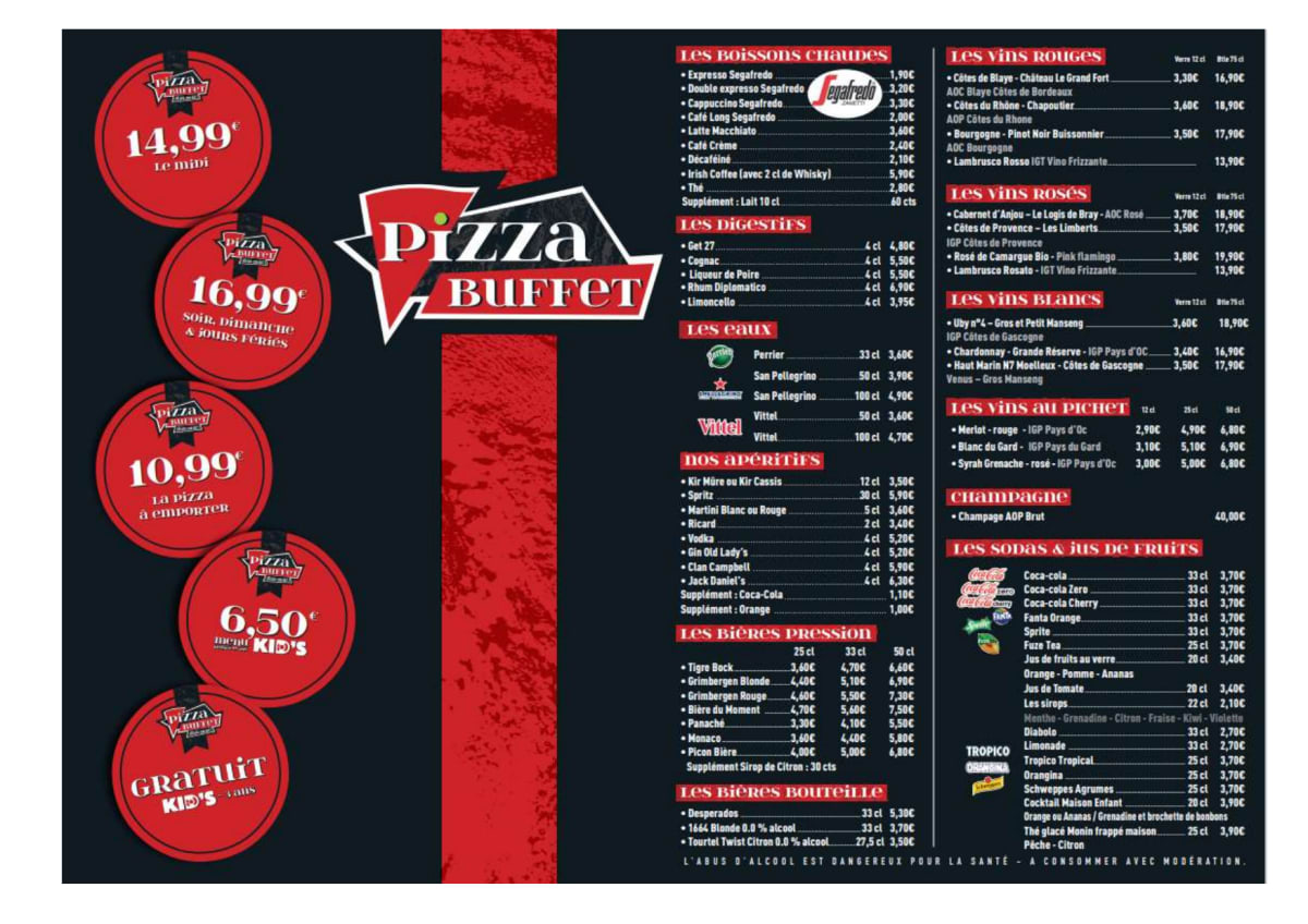 Menu 2022 Pizza Buffet in JouyauxArches TheFork