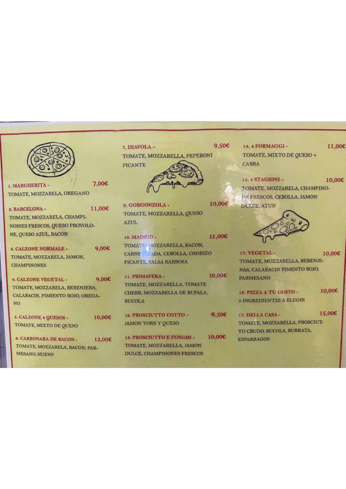 Pizzeria Romana menu