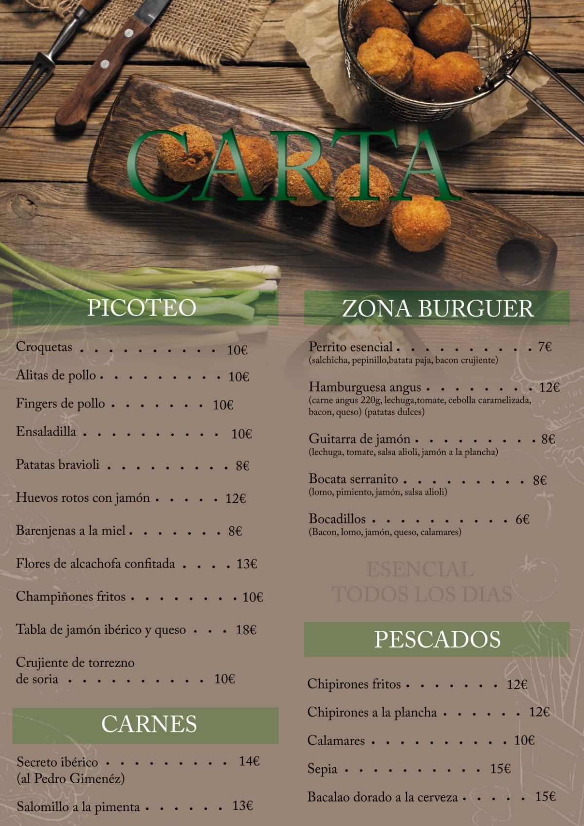 Esencial Bar menu