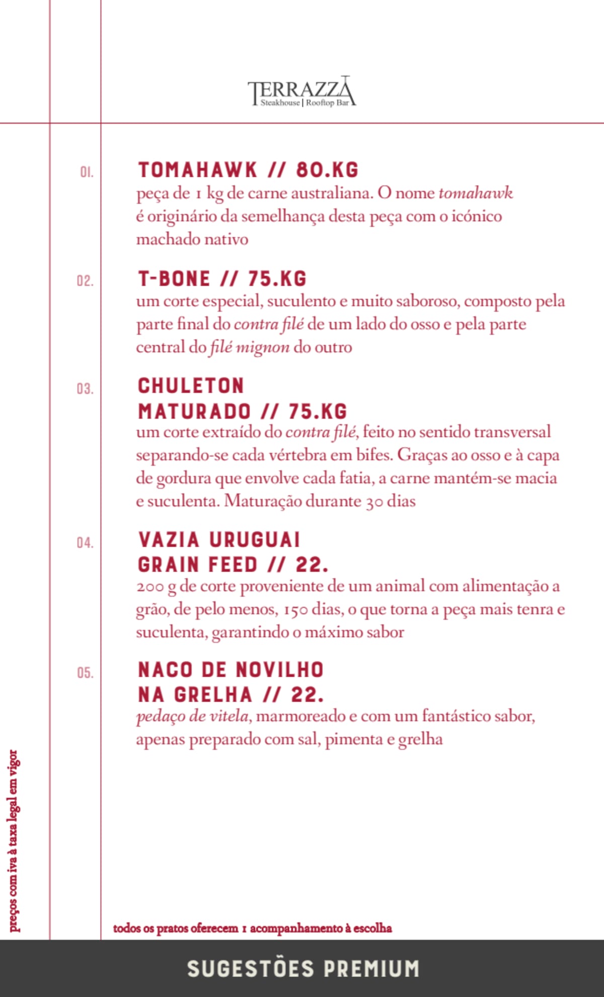 Terrazza Queijas menu