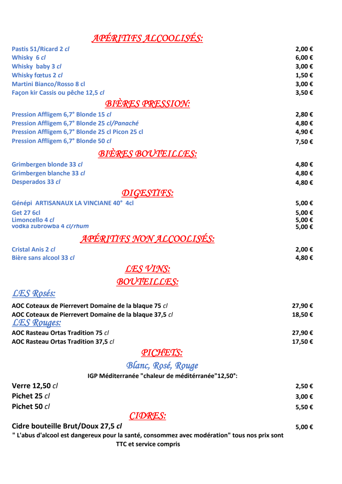 Carte et Menus 2024 La Chaumiere à Seyne TheFork