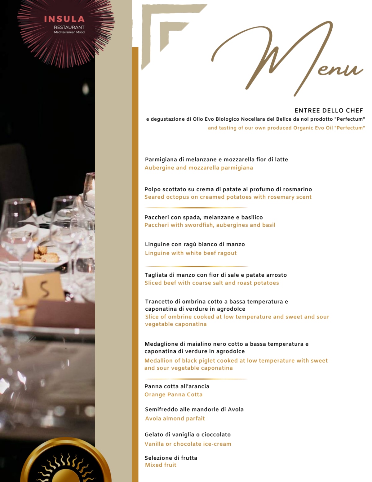 Menu 2024 INSULA Restaurant Mediterranean Mood in Sampieri TheFork