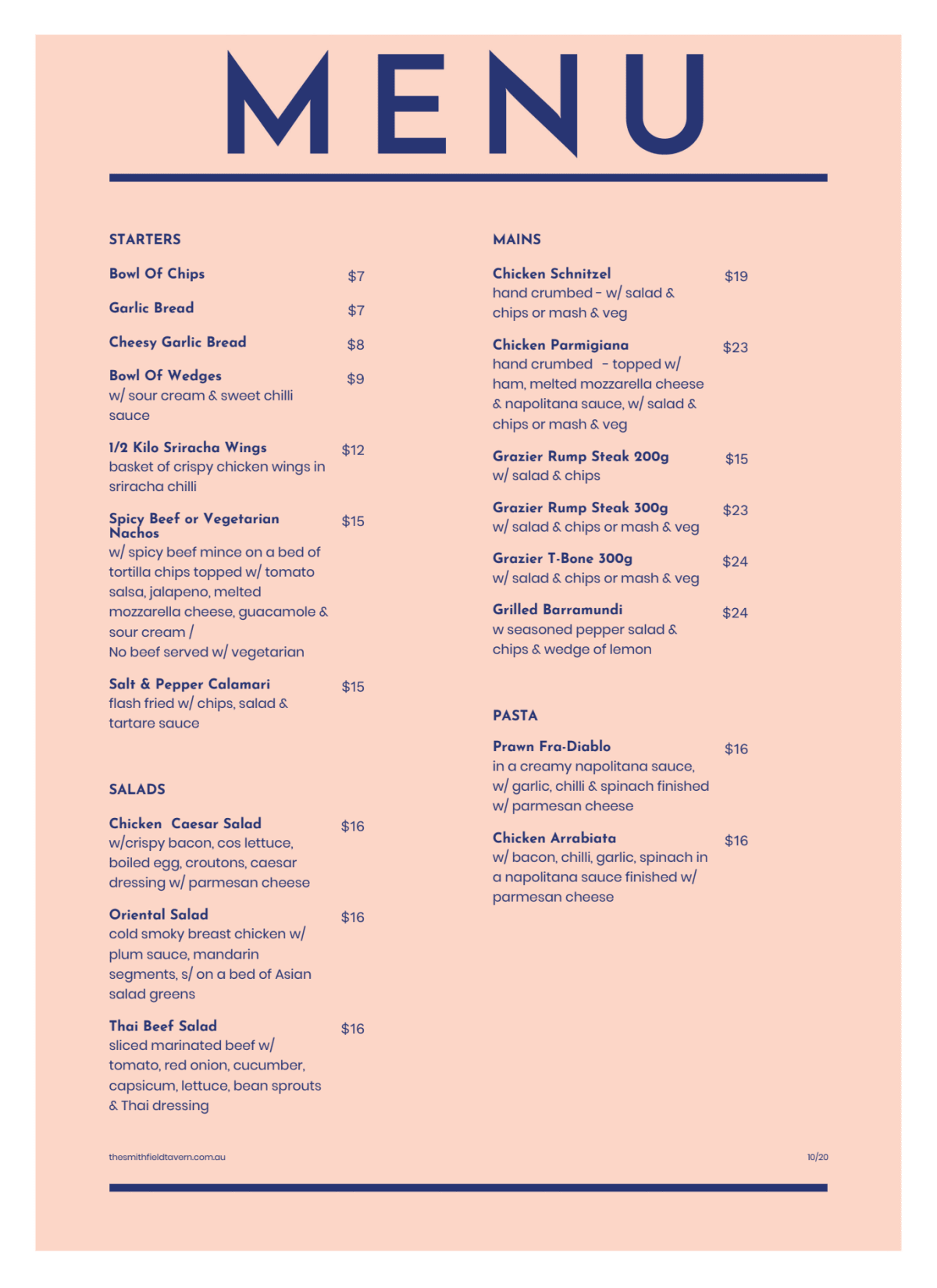 Menu 2024 Smithfield Tavern in Smithfield NSW TheFork